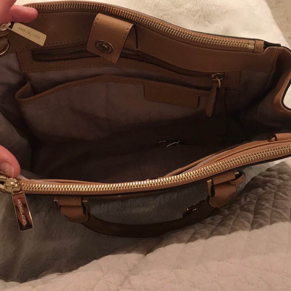 Michael Kors Tan and Black Leather Satchel - Picture 4 of 7